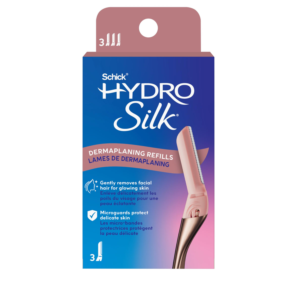 Schick Hydro Silk Dermaplaning Wand refill blades packaging front view