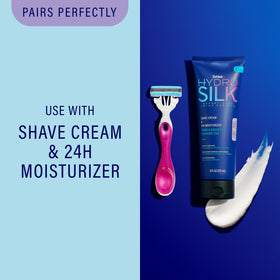 Schick Hydro Silk Disposable Razor packaging with features