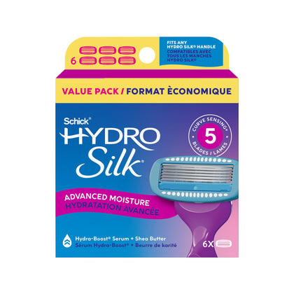 Schick Hydro Silk Moisture Razor Blade Refills 6 Count packaging front view