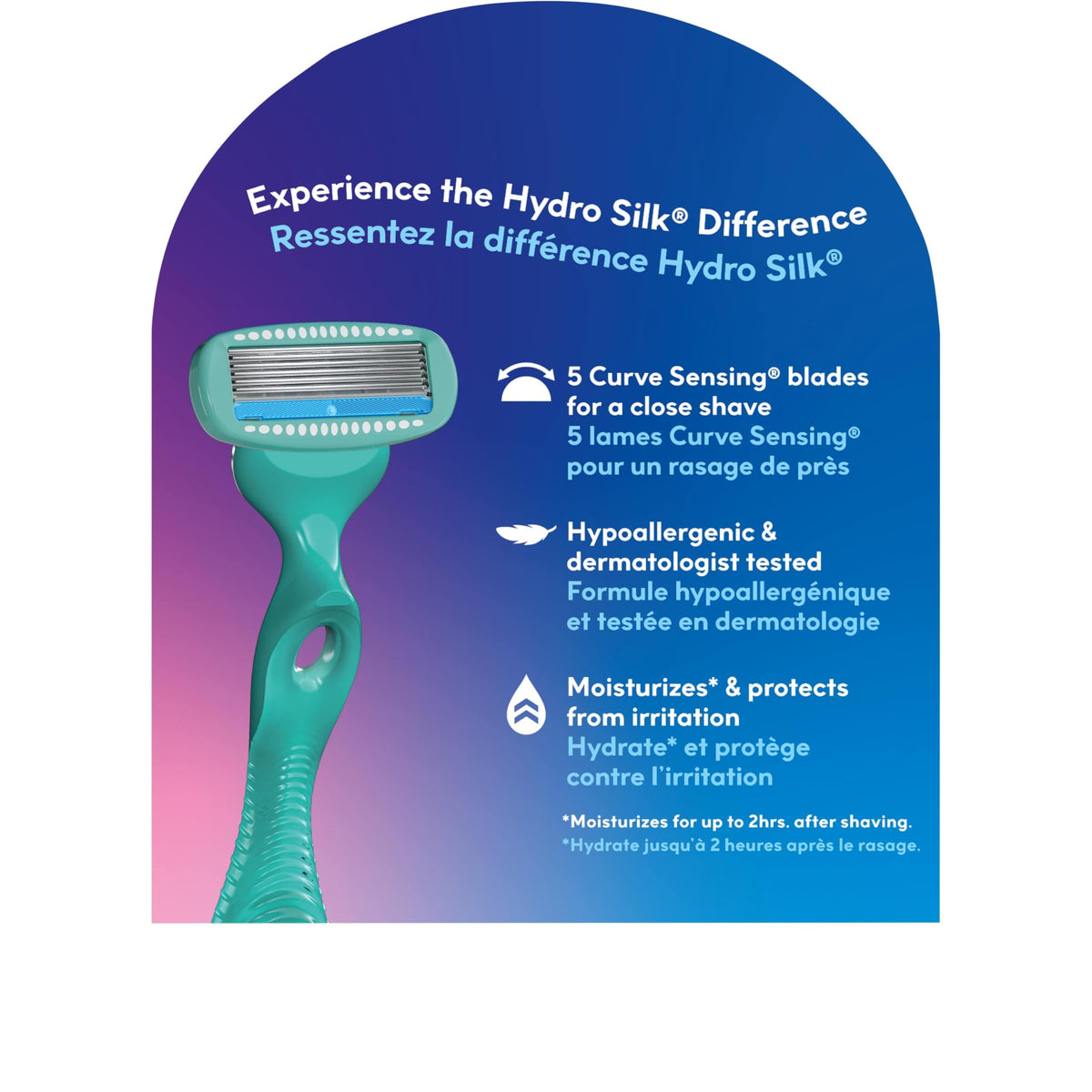Schick Hydro Silk Razor Refills 4ct in a close-up view