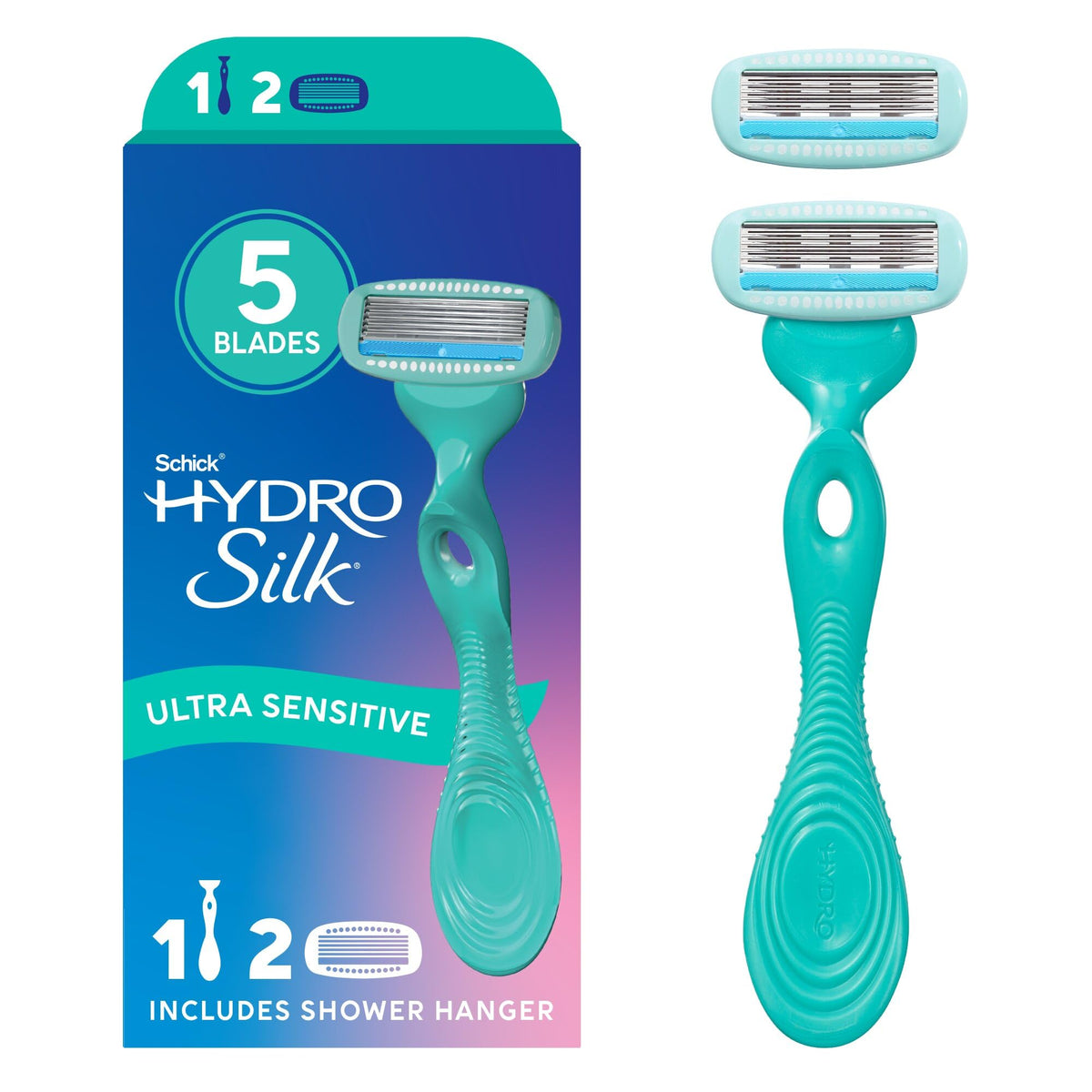 Schick Hydro Silk Ultra Sensitive Razor handle with ergonomic design