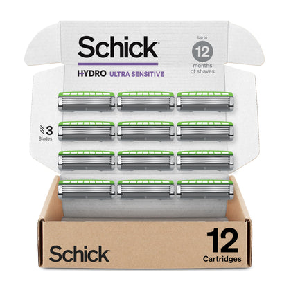 Schick Hydro Ultra Sensitive Razor Blade Refills 12ct front view