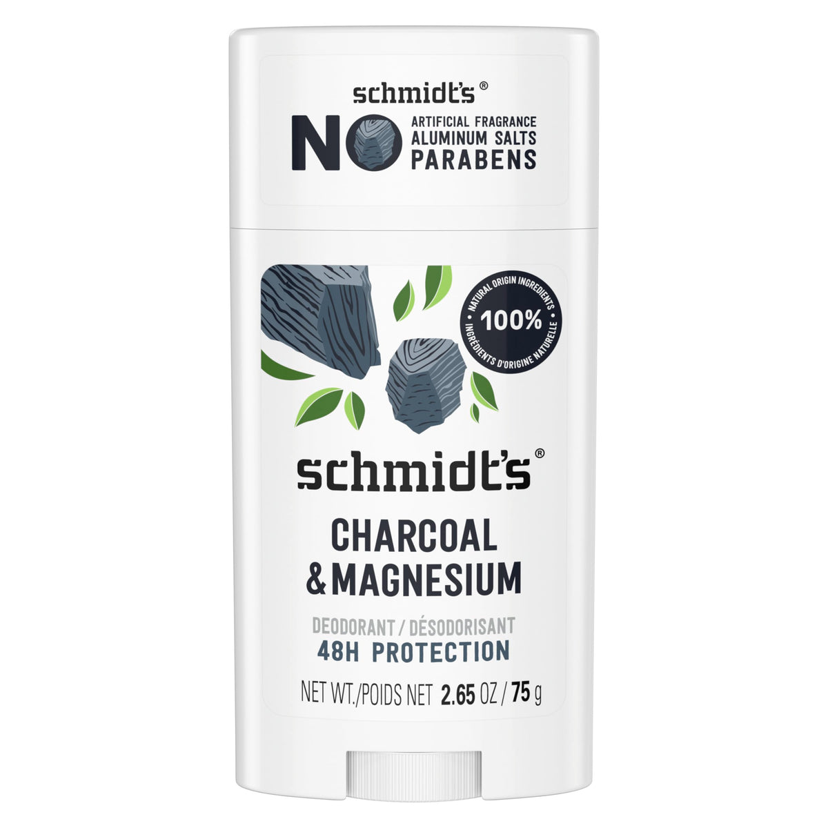 Schmidt's Charcoal & Magnesium Vegan Deodorant front view