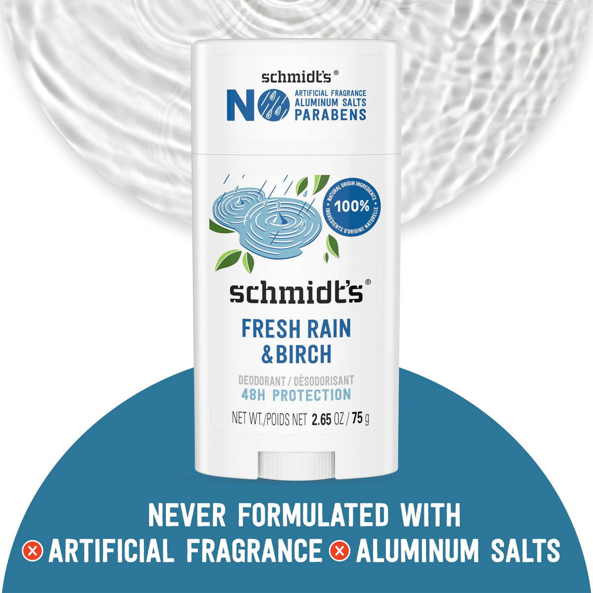 Schmidt's Fresh Rain & Birch Vegan Deodorant side view
