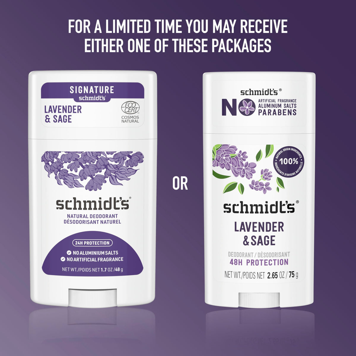 Schmidt's Lavender & Sage Deodorant application on skin