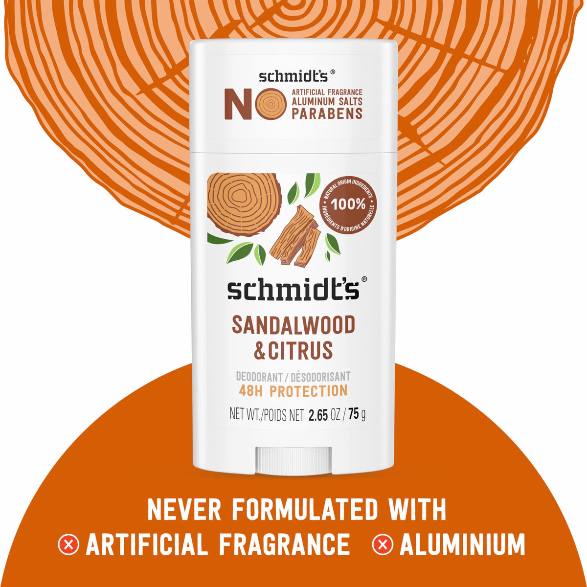 Schmidt's Sandalwood & Citrus Vegan Deodorant side view