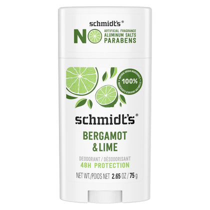 Schmidt's Vegan Deodorant Bergamot & Lime front view