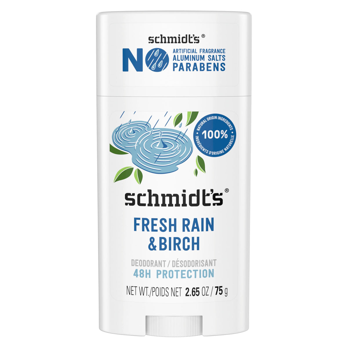 Schmidt's Vegan Deodorant Fresh Rain & Birch front view