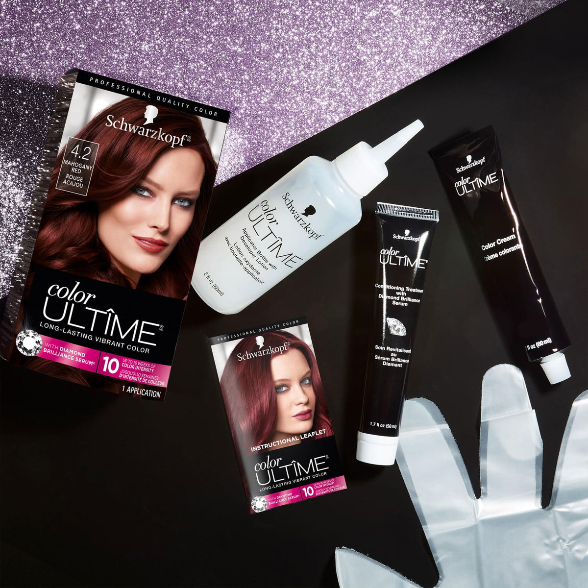 Schwarzkopf Color ULTÎME® 4.2 Mahogany Red colour cream close-up