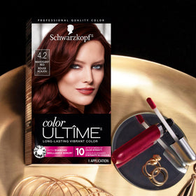 Schwarzkopf Color ULTÎME® 4.2 Mahogany Red gloves and instructions