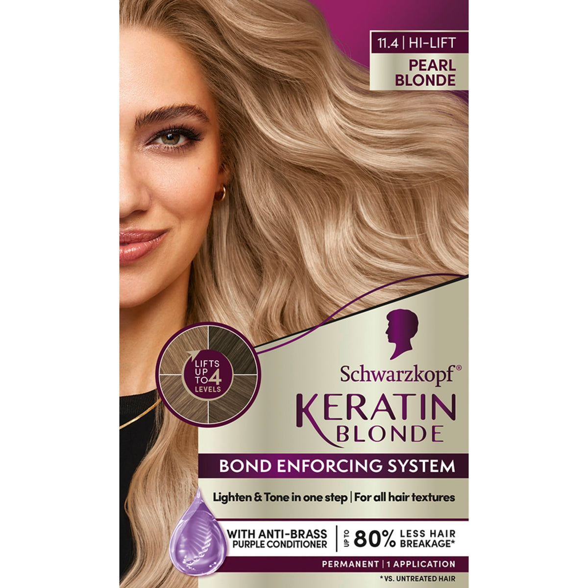 Schwarzkopf Keratin Blonde 11.4 Pearl Blonde Hair Dye front view