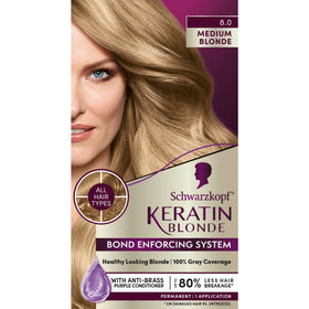 Schwarzkopf Keratin Blonde 8.0 Medium Blonde Hair Dye front view