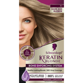 Schwarzkopf Keratin Blonde Hair Dye 7.0 Dark Ash Blonde front view