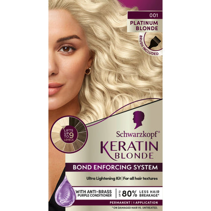 Schwarzkopf Keratin Blonde Hair Dye Platinum Blonde 001 front view