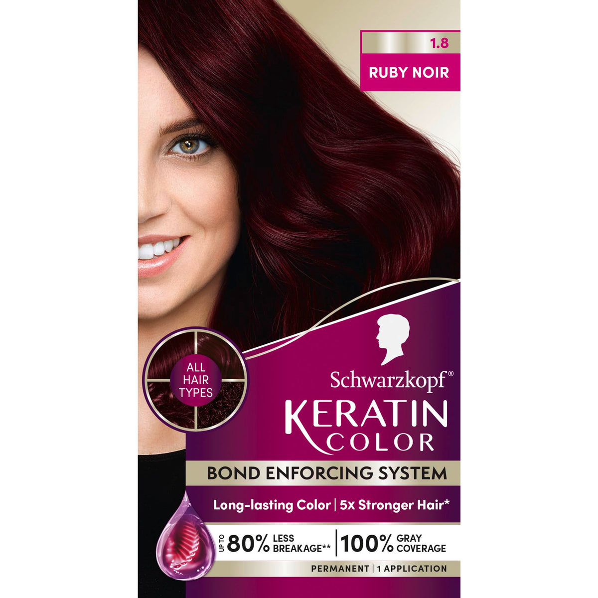 Schwarzkopf Keratin Color 1.8 Ruby Noir packaging front view