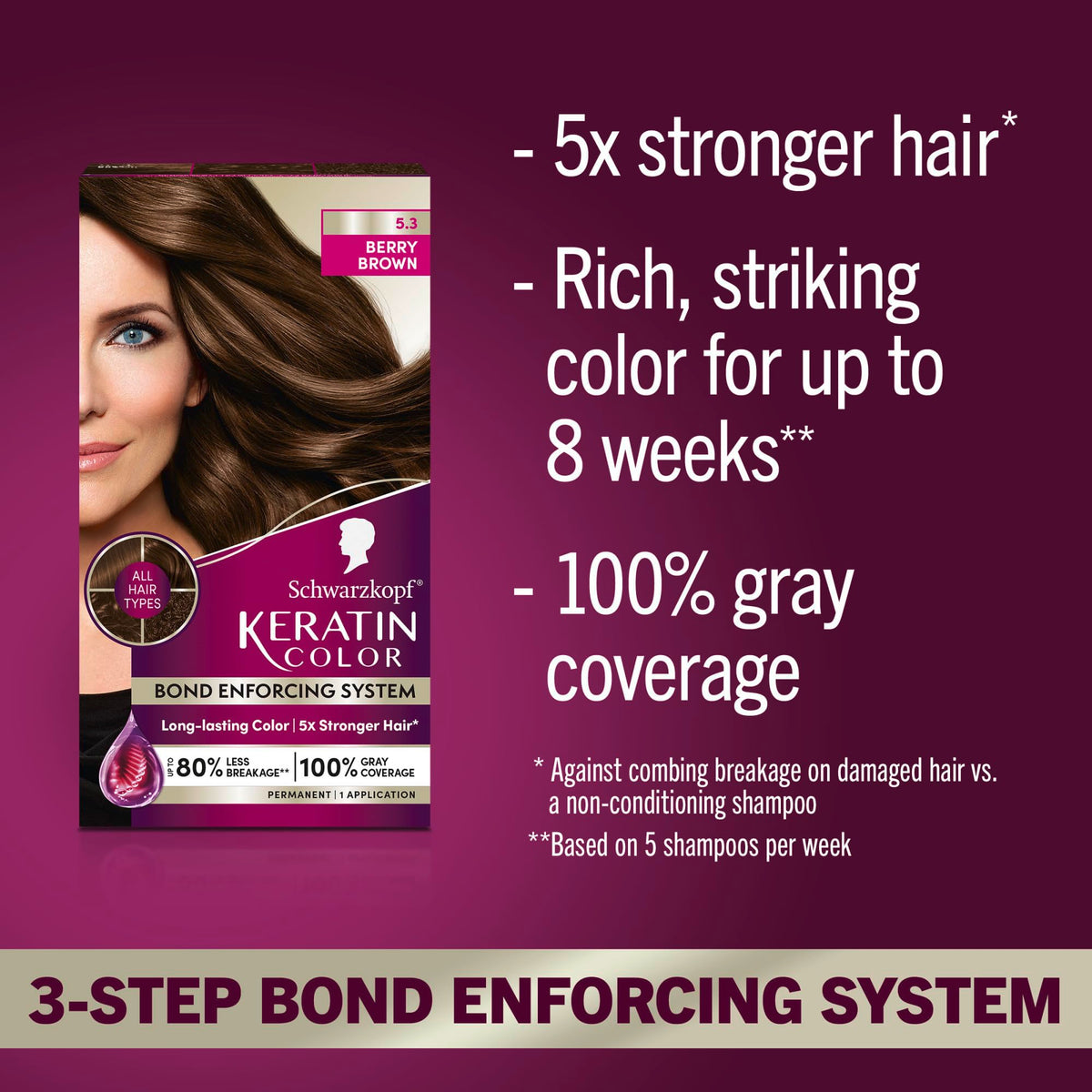 Schwarzkopf Keratin Color 5.3 Berry Brown developer and colour cream tubes