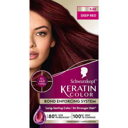 Schwarzkopf Keratin Color 5.88 Deep Red Hair Dye Cream packaging front view