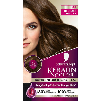 Schwarzkopf Keratin Color 6.0 Delicate Praline hair dye packaging front view
