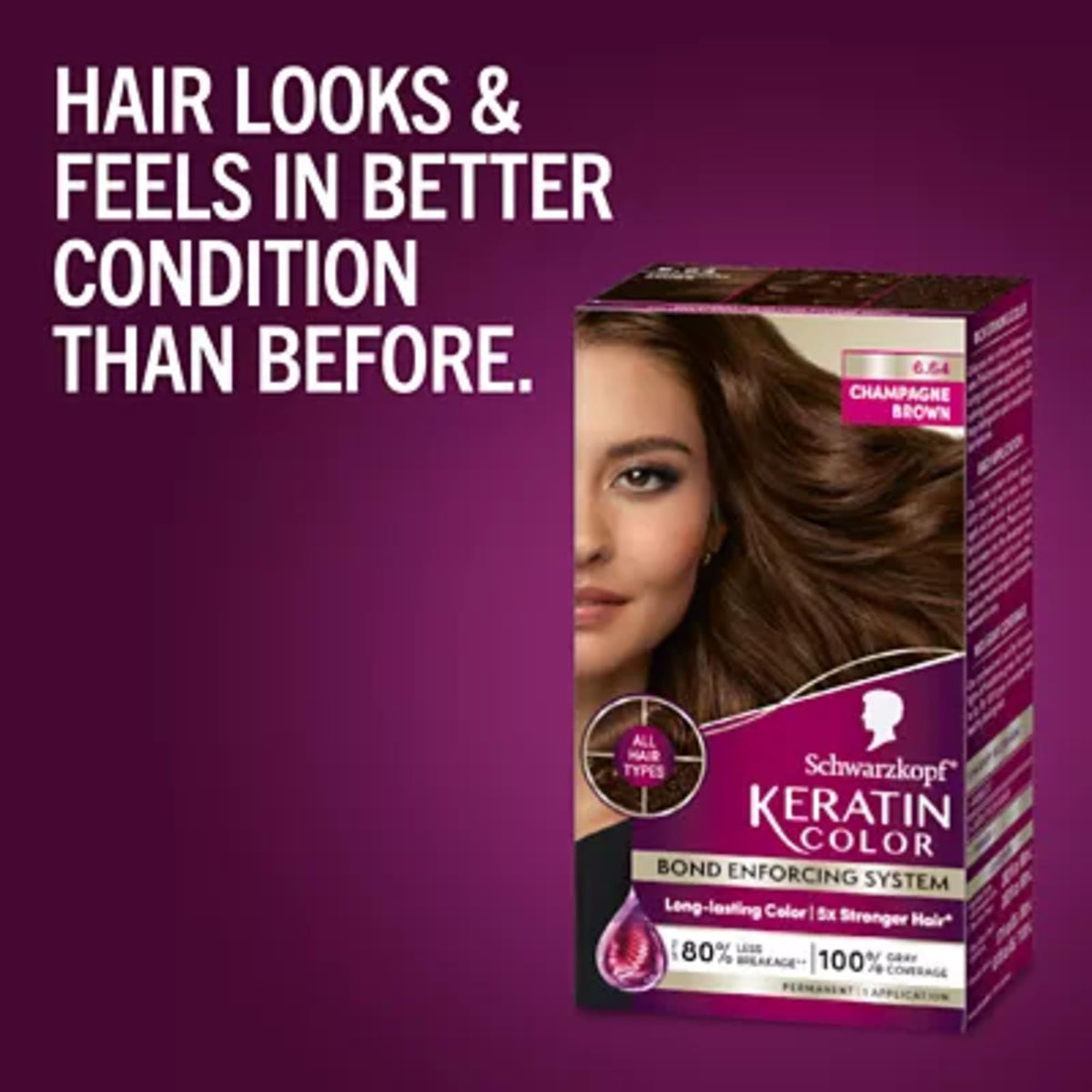 Schwarzkopf Keratin Color 6.64 Champagne Brown disposable gloves