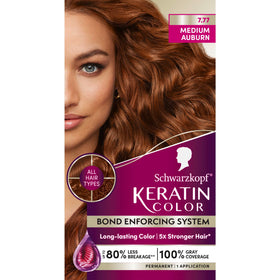 Schwarzkopf Keratin Permanent Hair Dye Cream 7.7 Medium Auburn front view