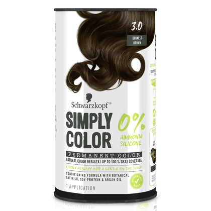 Schwarzkopf Simply Color 3.0 Darkest Brown hair dye cream front view