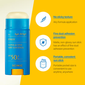 SCINIC Enjoy Super Active Airy Sun Stick SPF50+ application on skin