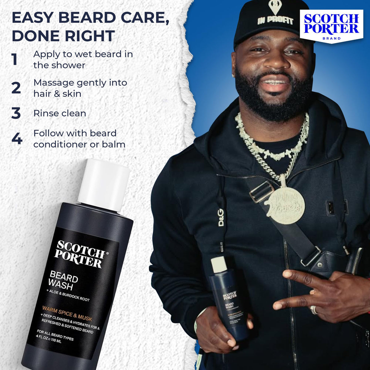 Scotch Porter Moisturizing Beard Wash Shampoo with pump