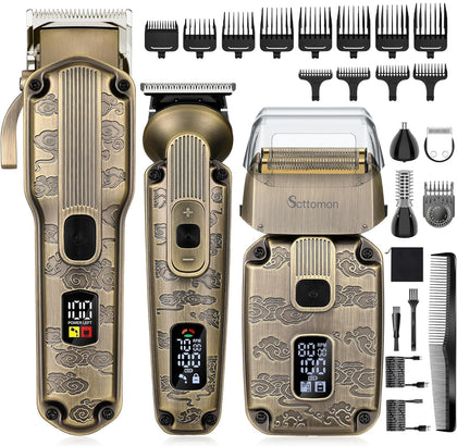 Scttomon Beard Trimmer Kit front view with all attachments