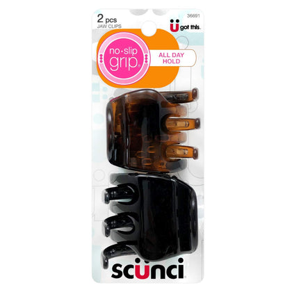 Scunci No-Slip Grip Chunky Jaw Clips front view in black