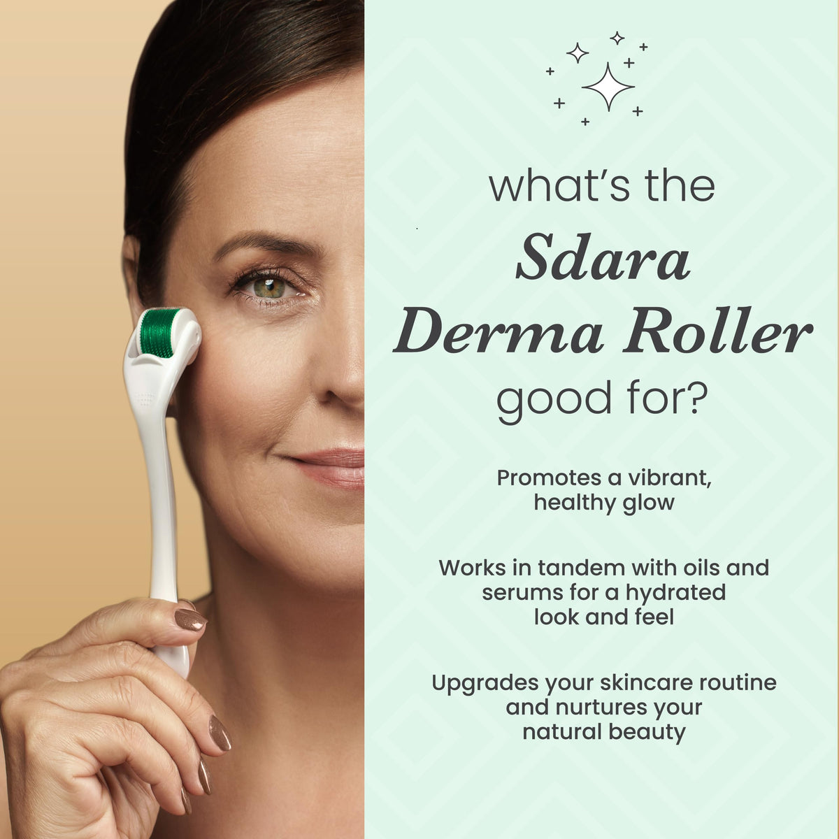 Sdara Derma Roller next to skincare products