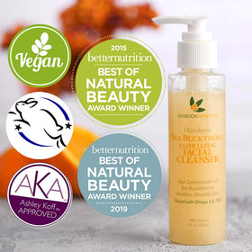 SEABUCKWONDERS Omega 7 Sea Buckthorn Exfoliating Face Wash in bathroom setting