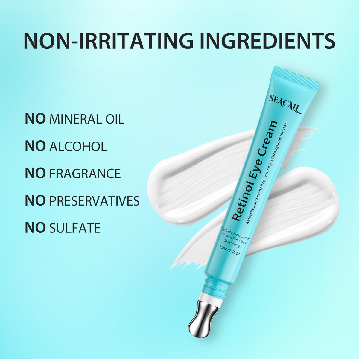 Seacall Retinol Eye Cream 15ml packaging with ingredients list