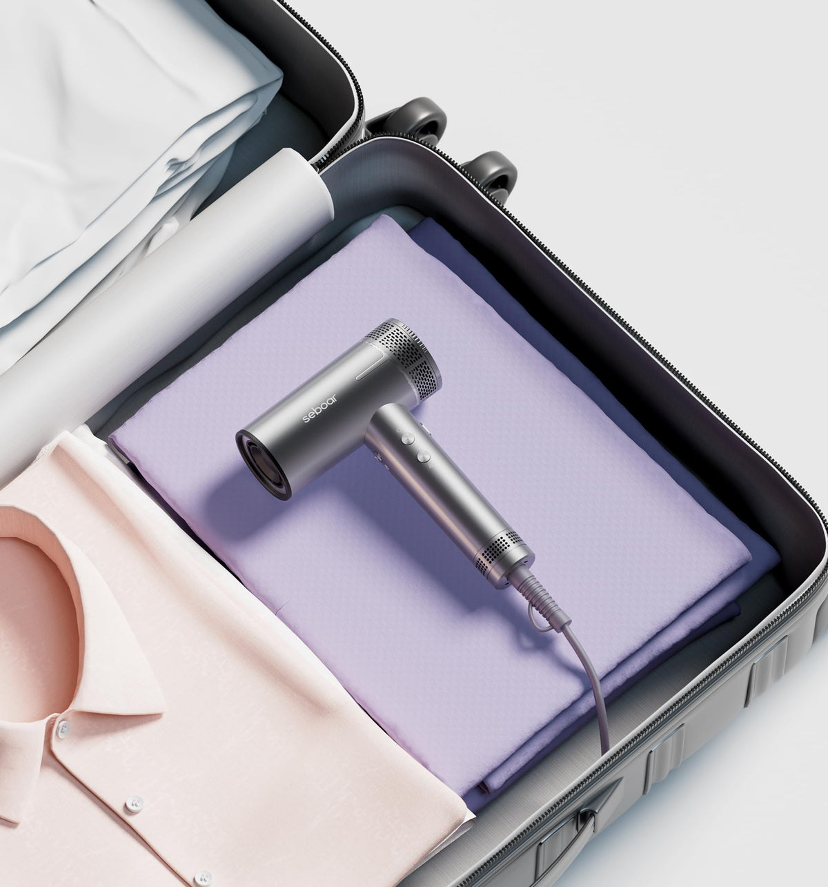seboar High-Speed Ionic Hair Dryer with all attachments displayed