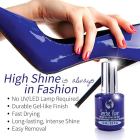 Seche Vive Instant Gel Effect Top Coat Nail Polish 2 Pack on a nail art display
