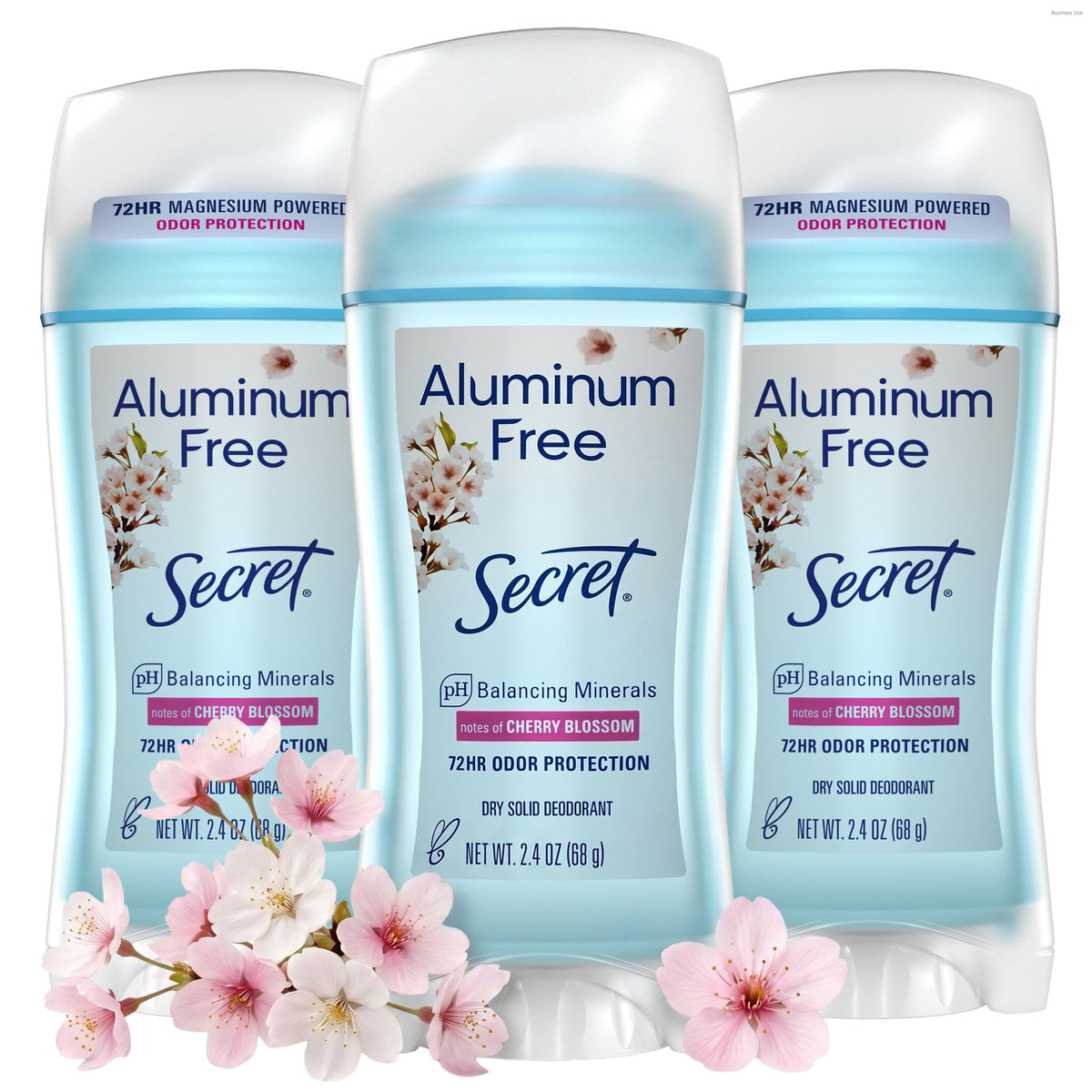 Secret Aluminum Free Deodorant Cherry Blossom 3-Pack front view