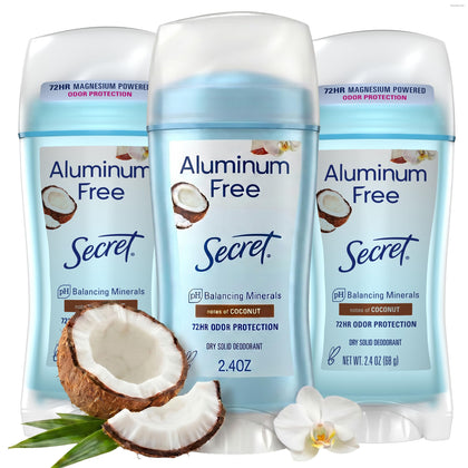 Secret Aluminum Free Deodorant for Women, coconut scent front view