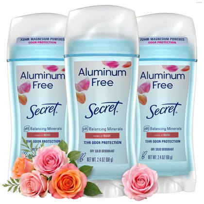 Secret Aluminum Free Deodorant for Women, Rose Scent, front view