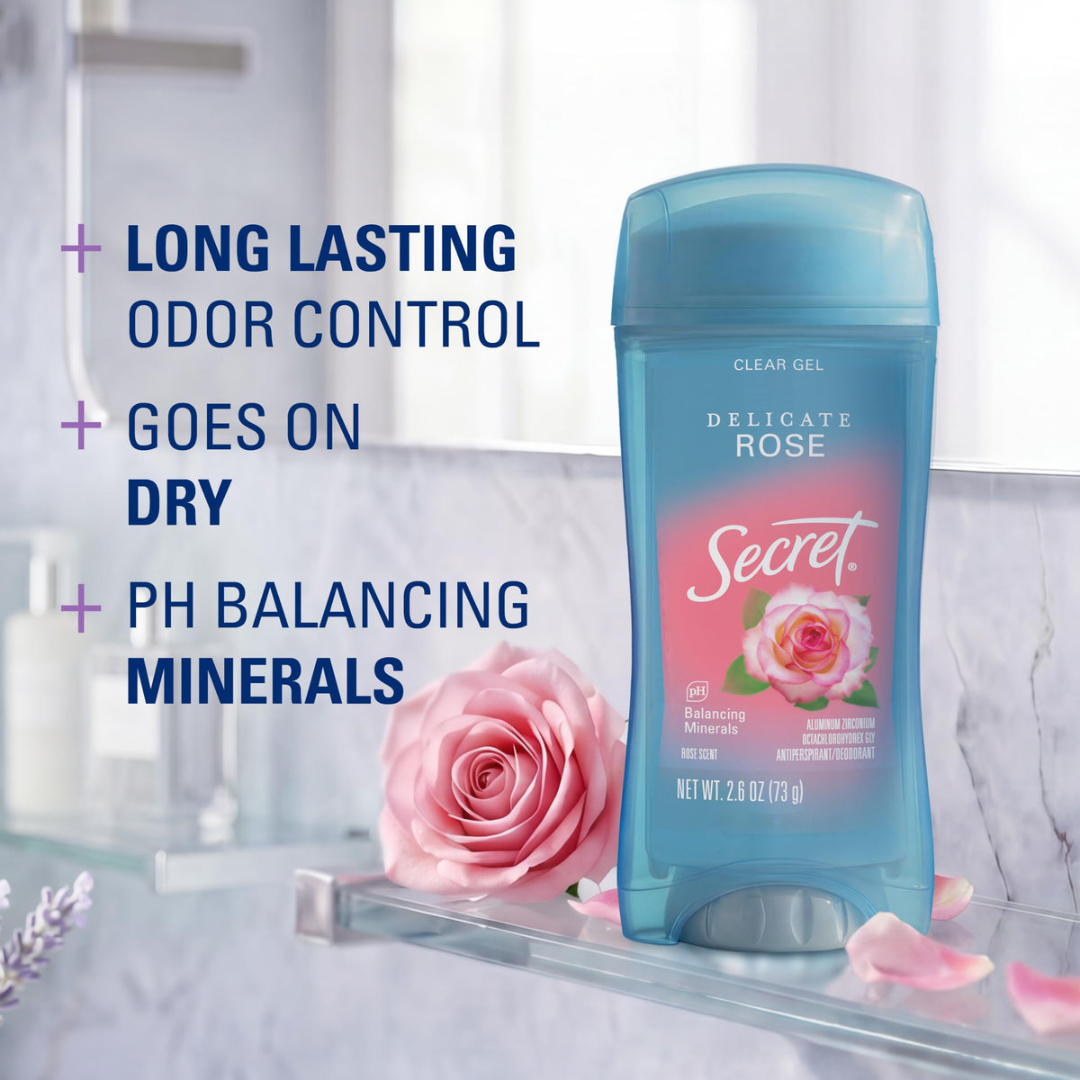 Secret Antiperspirant Deodorant 72HR Clear Gel back view