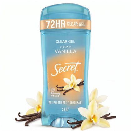 Secret Antiperspirant Deodorant 72HR Clear Gel Cozy Vanilla front view