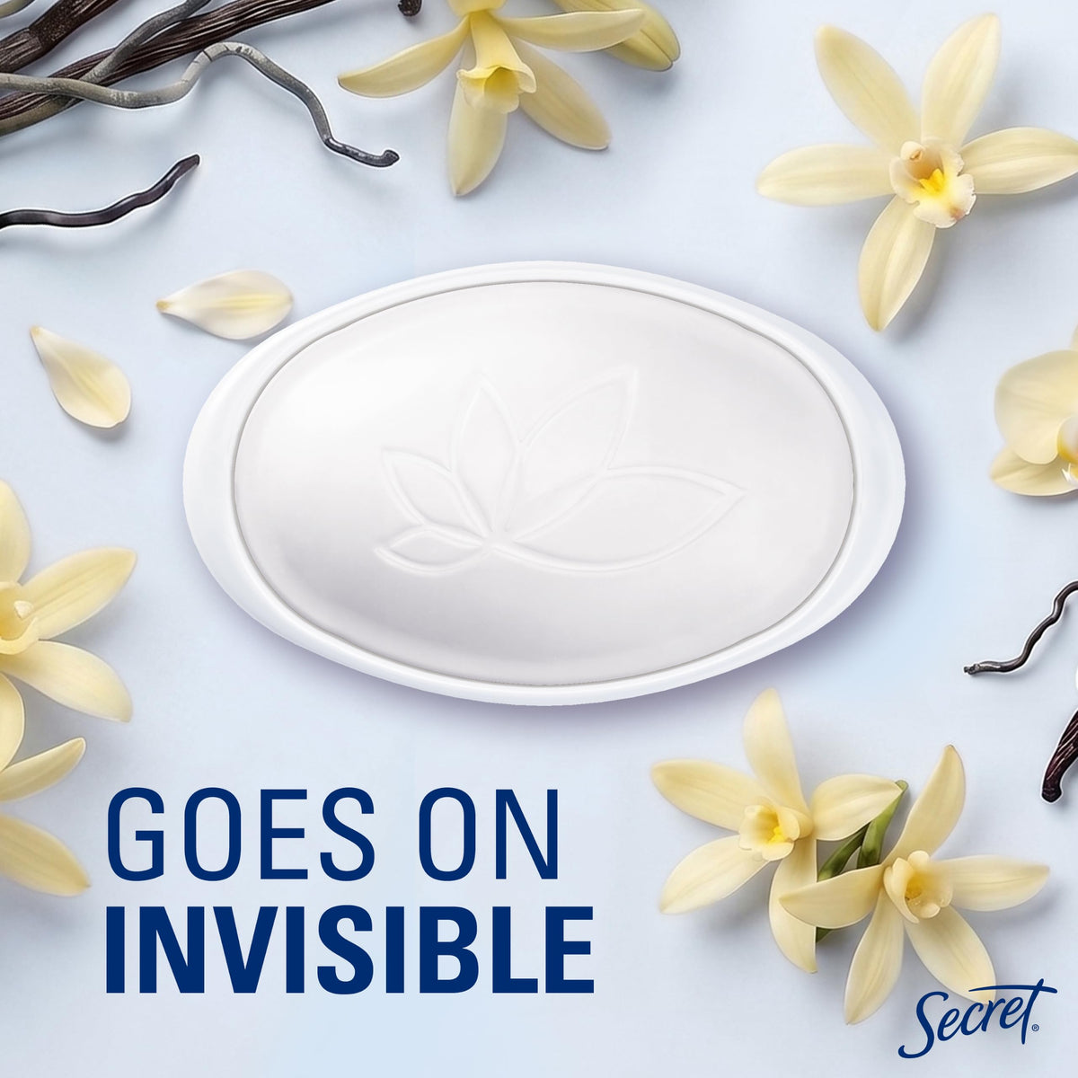 Secret Antiperspirant Deodorant application process on skin