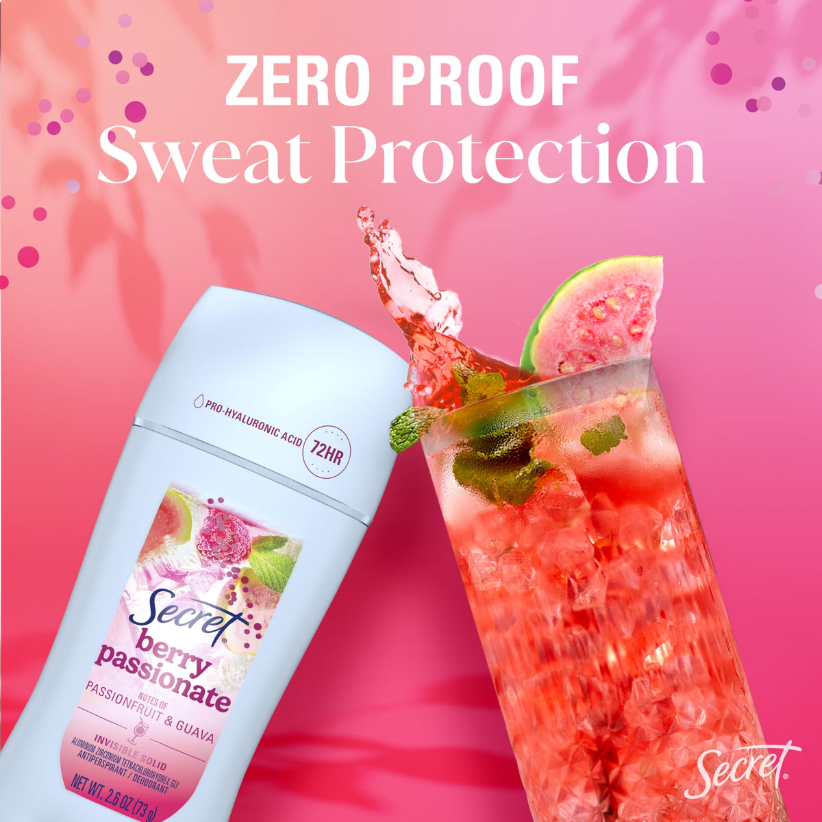 Secret Antiperspirant Deodorant Berry Passionate with mocktail