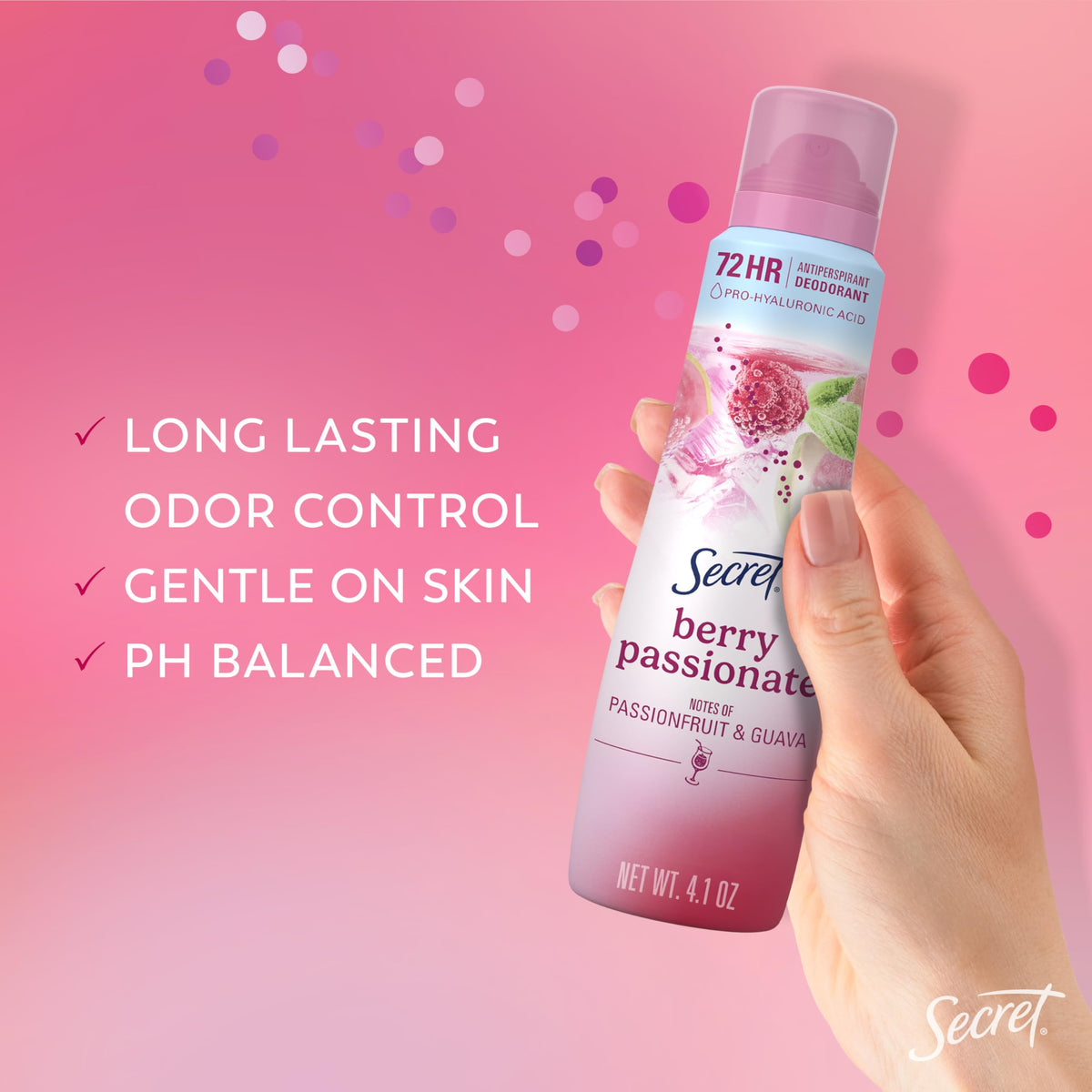 Secret Antiperspirant Deodorant bottle side view