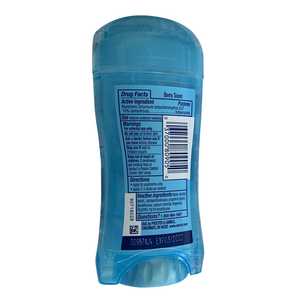 Secret Antiperspirant Deodorant Clear Gel Summer Berry 6 Pack side view