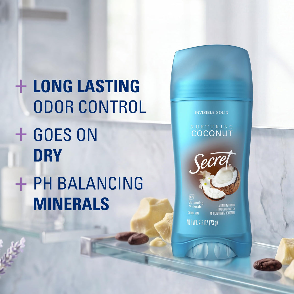 Secret Antiperspirant Deodorant Cocoa Butter Scent side view