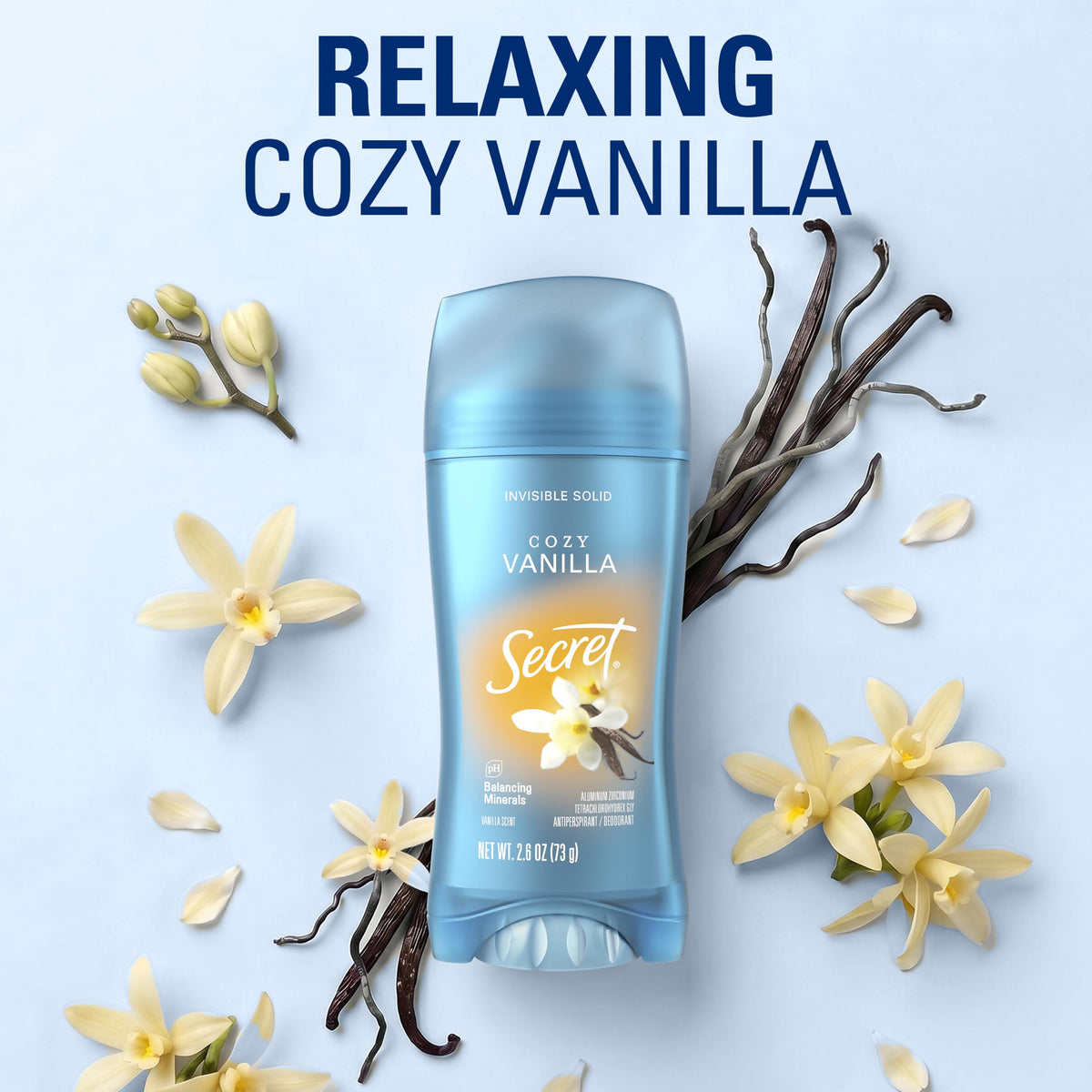 Secret Antiperspirant Deodorant displaying freshness and comfort benefits