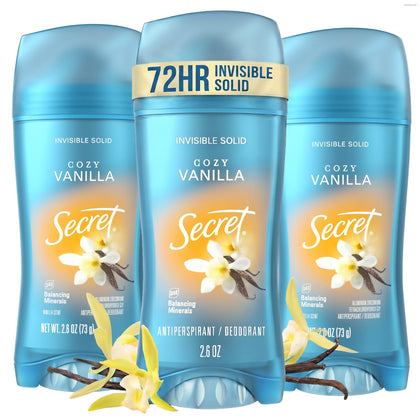 Secret Antiperspirant Deodorant for Women front view, cozy vanilla scent