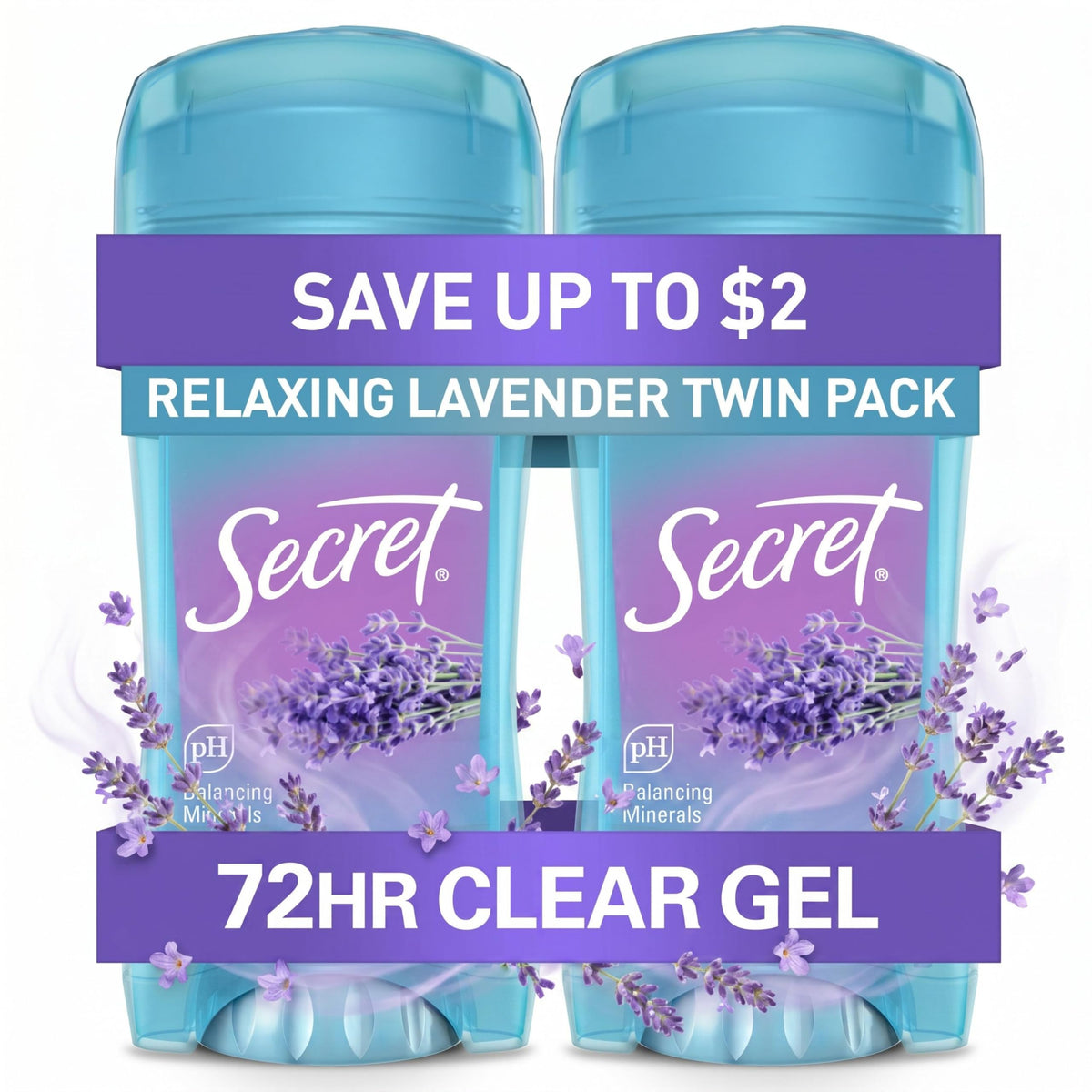 Secret Antiperspirant Deodorant for Women front view, lavender scent