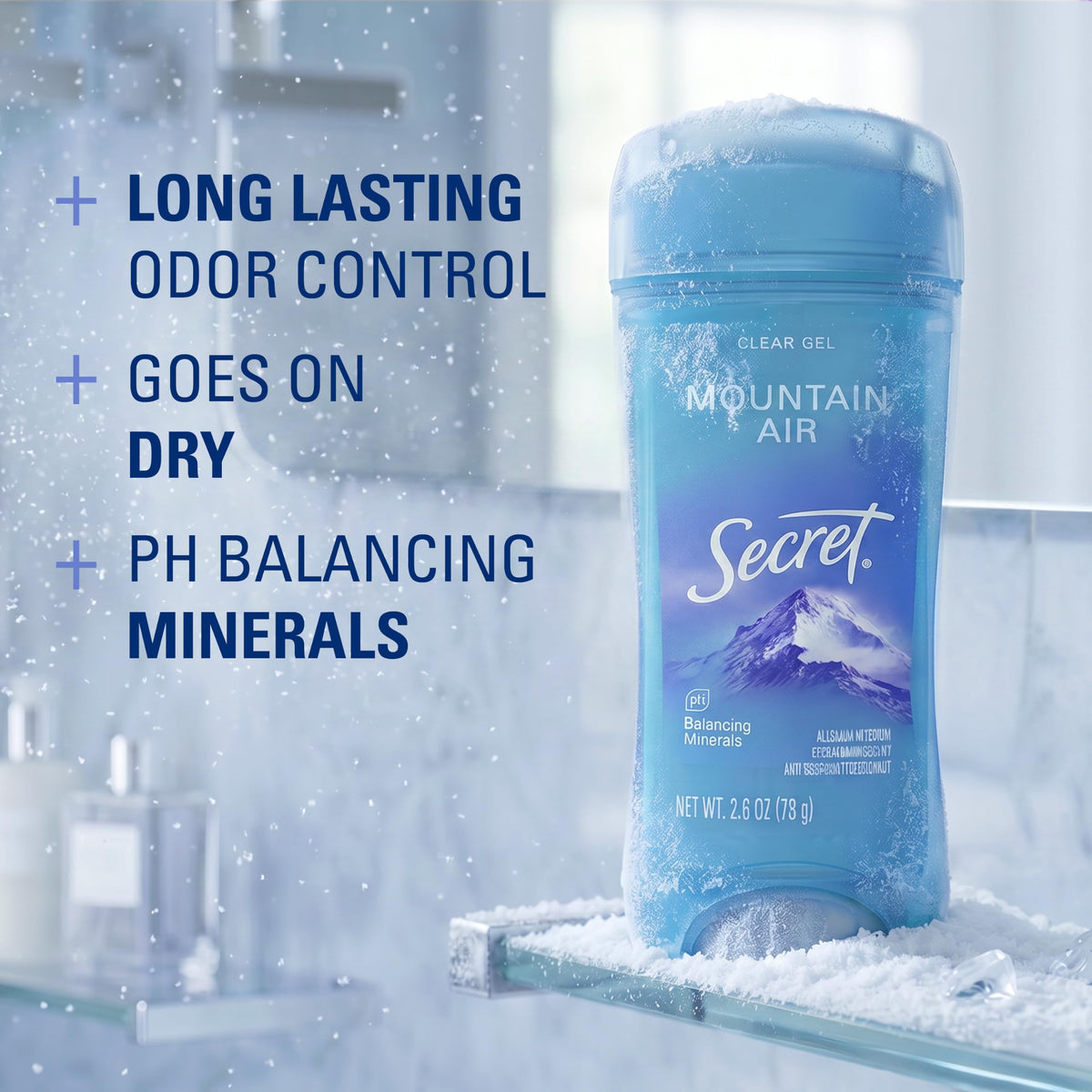Secret Antiperspirant Deodorant for Women, Mountain Air scent packaging