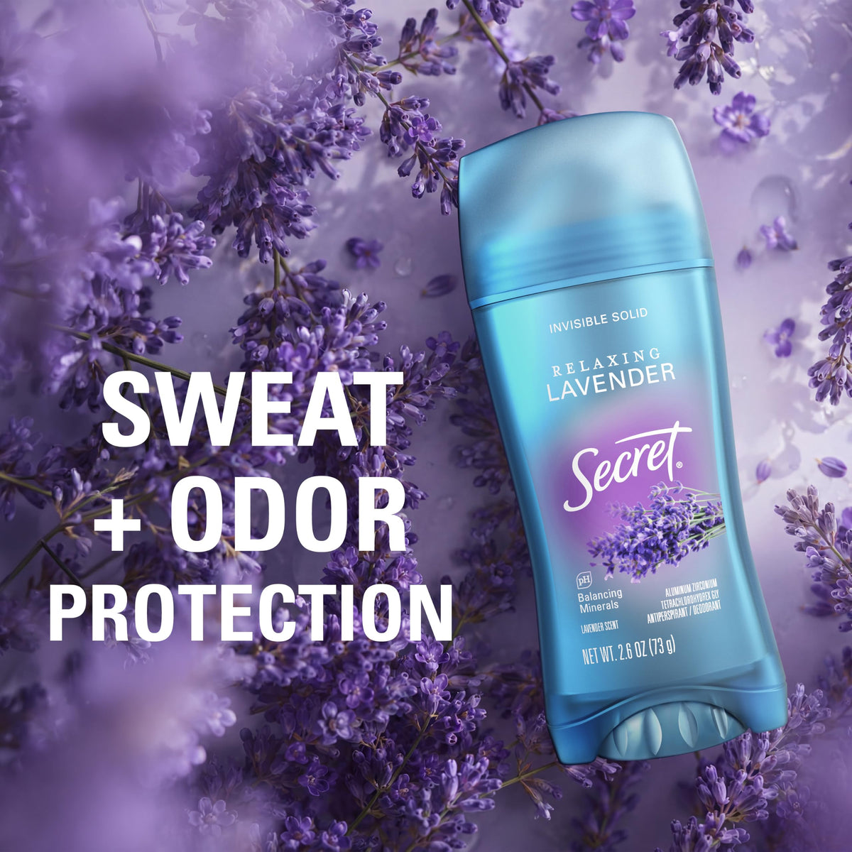 Secret Antiperspirant Deodorant for Women showing pH balancing minerals feature
