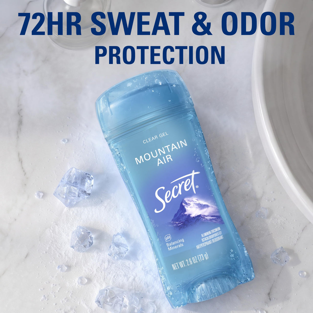 Secret Antiperspirant Deodorant for Women, side view showing ingredients